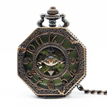 Mechanical Hand Wind Pocket Watch Steampunk Roman Numbers Steel Fob Watches PJX1267