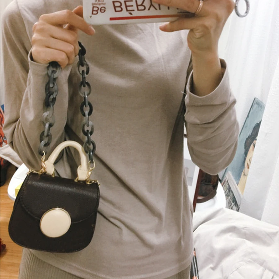 Design Wide Acrylic Resins Chains Bag Belt Women Shoulder Acrylic Accessories Detachable Shoulder Straps Handbag Ladies Purses