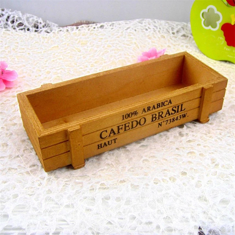 2018 New Creative  Vintage Wooden Boxes Crates Flower Pot Kitchen Trinket Desktop Storage Case 09