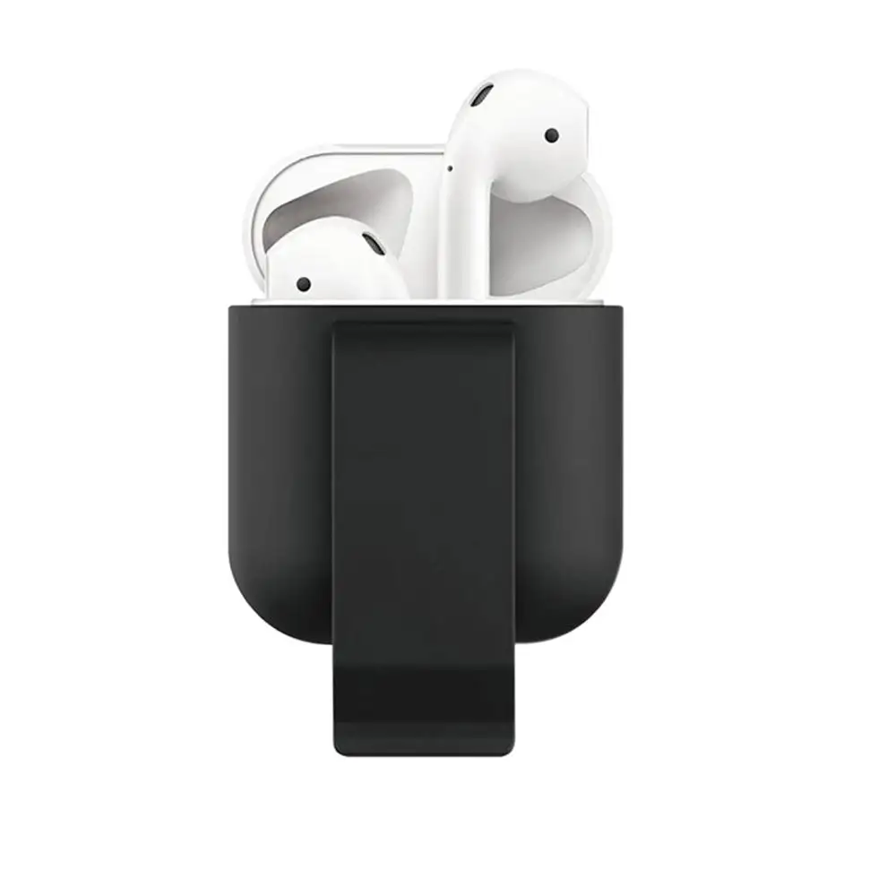 Чехол для Apple AirPods, изысканный чехол с зажимом для ремня, ультратонкий противоударный защитный чехол для Apple AirPods, чехол для зарядки - Цвет: Черный