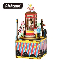 Robotime 3D головоломка DIY образовательные Свадебные сувениры деревянный отель Новинка Рождество музыкальная шкатулка телефонная будка AM401