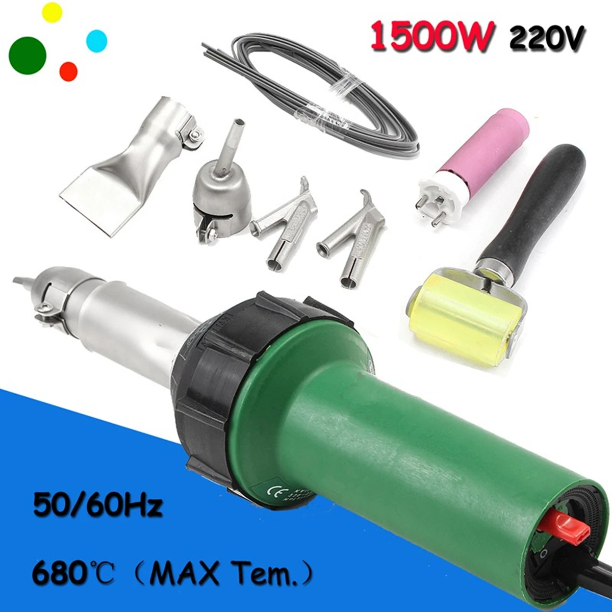 

1500W Hot Air Torch Plastic Welding Gun Wel der Pistol 4pcs Speed Nozzle Roller Plastic Wel ders Nozzles Suit Set