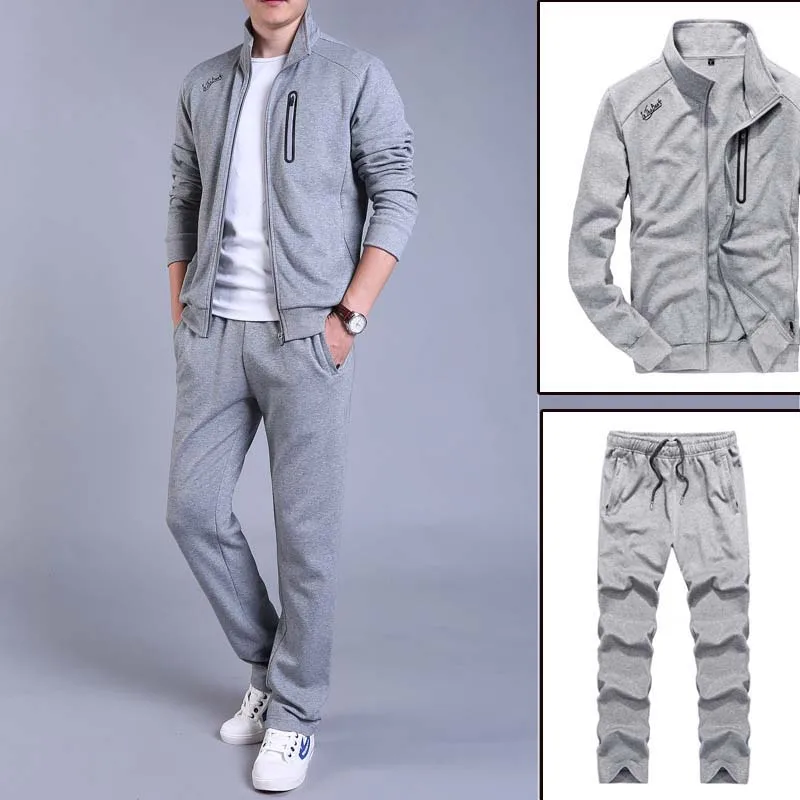 

Splicing 2 Pieces Sets Sweat Shirt Tracksuit Men Casual Hoodies Sweatshirt with Joggers Pants Sporting Suit Jakcet Cardigan