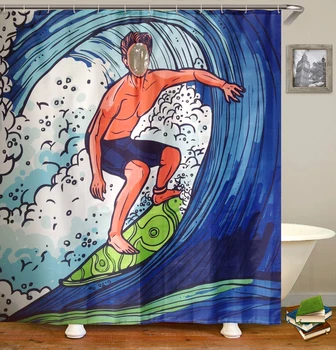 

Cartoon surfing transparent waterproof Bathroom Shower curtain 180cm*200cm