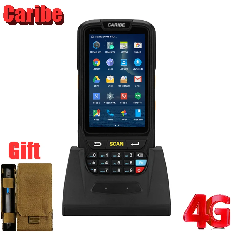 CARIBE فريد تصميم ماسح الباركود يده محطة PDA عالية قدرة 4000 mAh الروبوت