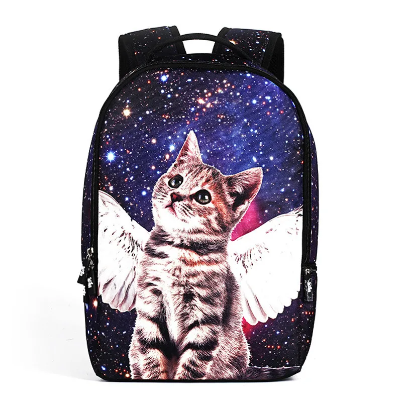 Children School Bag 3D Stereoscopic Galaxy Cat Printing Stars Backpack