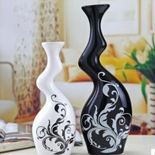 Современные кронштейнах Черный и белый Керамика вазы китайского Искусства и ремесла Декор контракт фарфоровая ваза для цветов креативный подарок