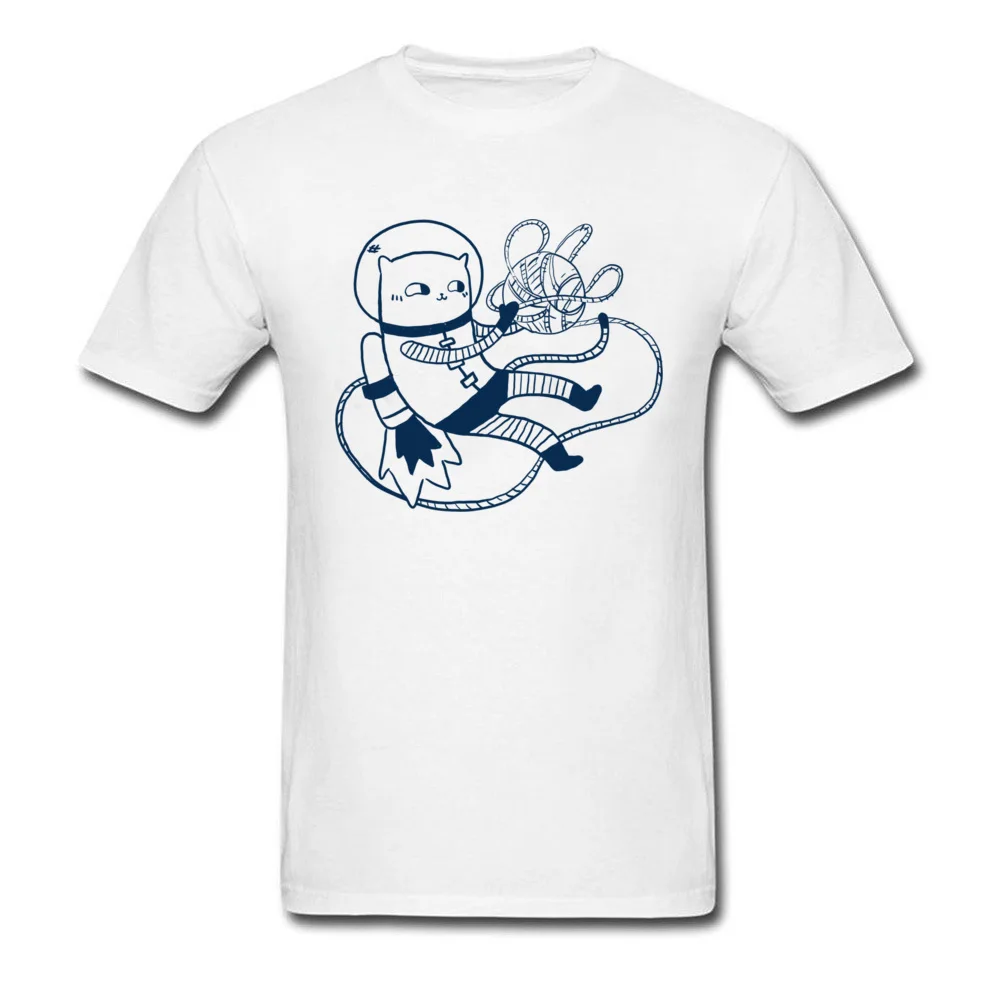 Catstronaut пряжа футболка хлопок футболка для мужчин печатных футболки кошка астронавт Топы мультфильм футболки летняя одежда студентов стиль