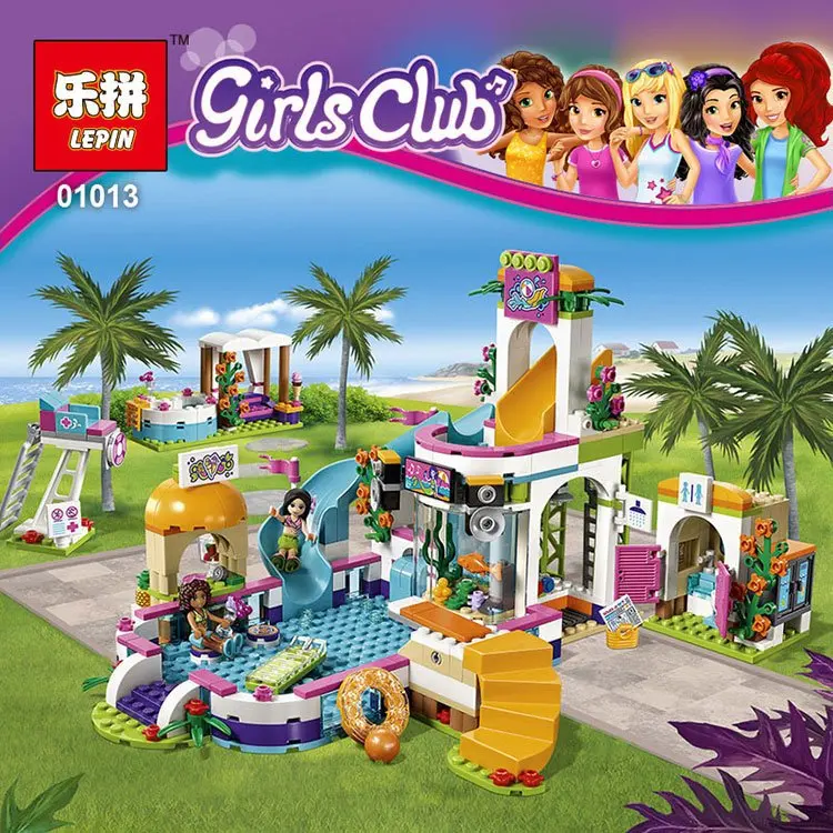 

Lepin 01013 Genuine 589Pcs Girls Series legoing Heartlake Summer Pool 41313 Building Blocks Bricks Funny Toys For Kids As Gifts