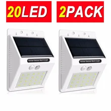2 шт. в упаковке светодиодный светильник на солнечной батарее для наружного сада 20 светодиодный светильник с датчиком движения водонепроницаемый светильник безопасности s для стены, подъездной дорожки, патио, двора, сада