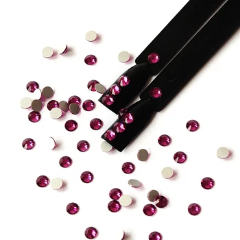 

2058NoHF Fuchsia Red Color Strass All Sizes Non Hotfix Glue on Nails Crystal Rhinestones Flatback Art Crystal beads