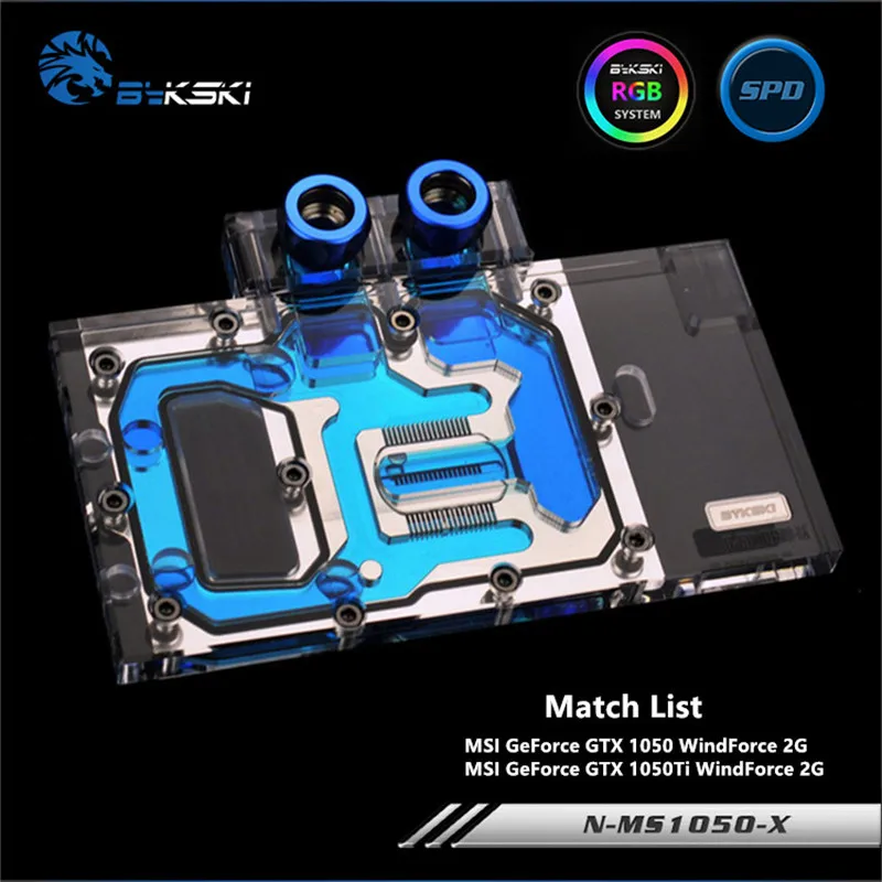 Bykski полный охват GPU водный блок для MSI GTX1050 GTX1050TI WindForce 2G видеокарта N-MS1050-X