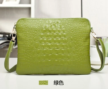 Новая сумка из первого слоя воловьей кожи с узором «крокодиловая кожа», маленькая сумка из натуральной кожи+ сумка на одно плечо+, сумки-клатчи - Цвет: green