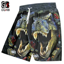 OGKB лето Человек Горячие эластичный пояс пляжные шорты 3D принт животных Dinosa и черепа повседневное плюс размеры 6XL Costuming Весна