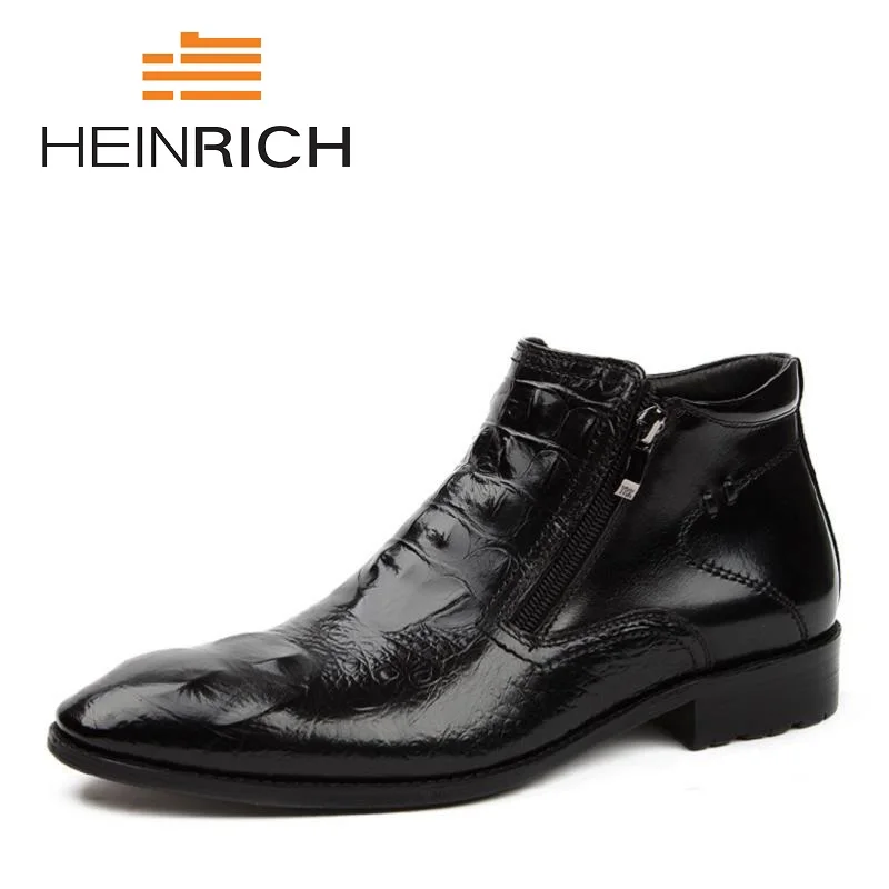 

HEINRICH 2018 Genuine Leather Winter Men Warm Boots Warmest Casual Style Men Winter Personality Boots Coturnos Masculino