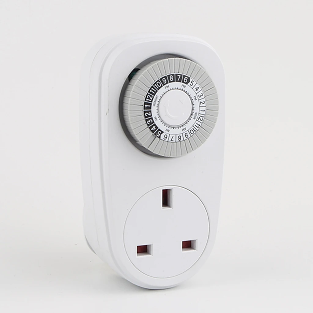 UK Plug In Mechanical Timer Wall Socket 24H Eletric Home Interval Clock Switch Socket Panel	