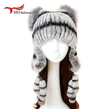 Горячая Распродажа, женская шапка, зимняя, ручная работа, в полоску, настоящий мех кролика, шапка, женские меховые шапки теплые, мягкие, женские шапки, зима W#32