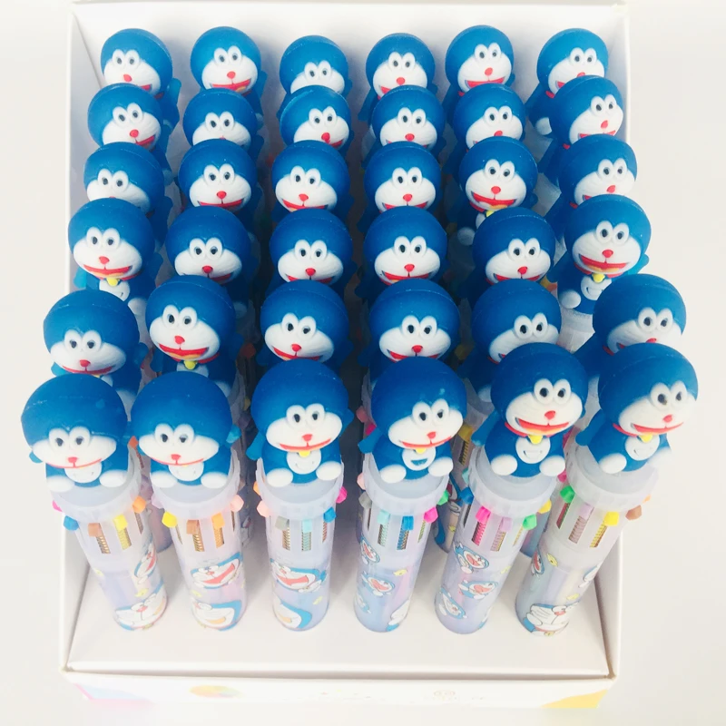 1 шт., силиконовая ручка Doraemon 10 в 1, цветная Шариковая ручка для печати, для офиса, школы, офиса, ручки для рисования, Детские канцелярские принадлежности