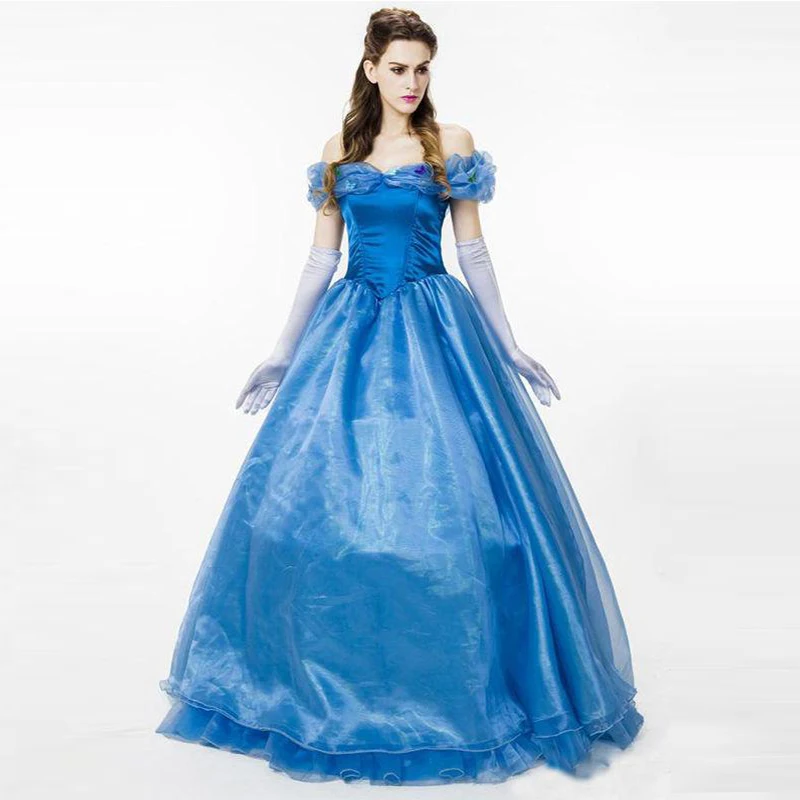 High Quality Adult Cinderella Costume Ball Gown Dress Hoop Enchanting