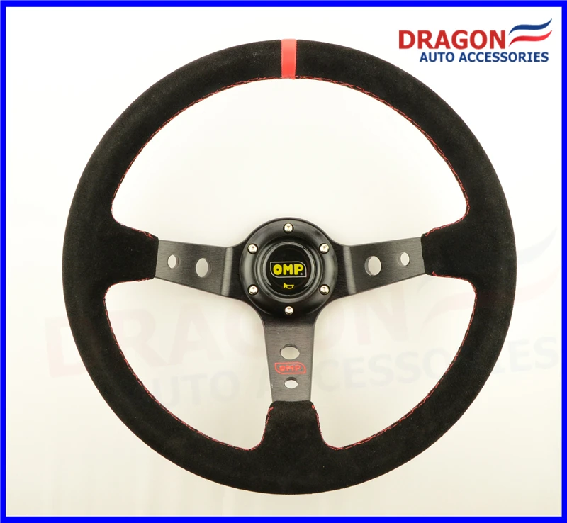 

14inch 350mm Steering Wheel OP Deep Corn Drifting / Suede Leather Steering wheels Red Line With Logo