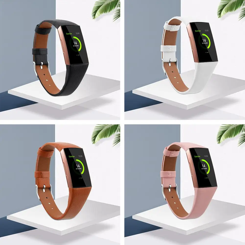 Leather Watch Band for Fitbit Charge 3 & SE Genuine Strap Wristband Women Men Small Large | Электроника