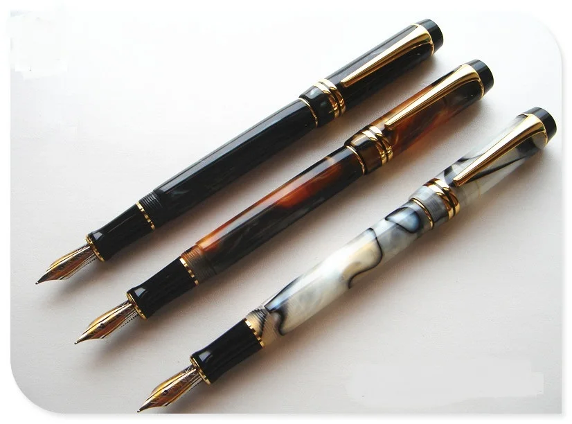 3pcs Kangaroo Free shipping NIB Ping cursive italic style celluloid 0.7MM top DUOFOLD Unique design acrylic fountain Pen