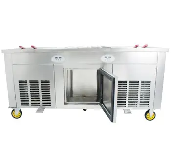 

110V Best rolled double square flat pan commercial fried ice cream roll making machine with 10 cooling tanks