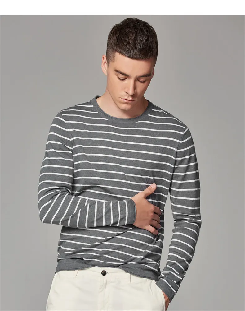 Autumn Sweater T Shirt Men Striped O Neck Male Sweater Pullovers Hight Quality Thin Knitted Tshirt 2018 Spring Winter Brand Muls-2