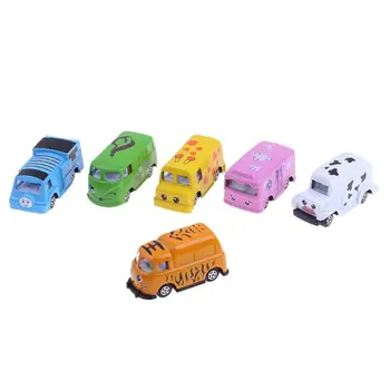 

6pcs Mixed Cartoon Animal Alloy Car Model Toys Set Children Educational Toy
