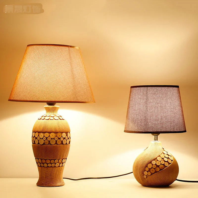 

Nordic Simple Creative Pastoral Cermic Wood Fabric Led E27 Table Lamp For Living Room Bedroom Bedside Study Deco 1930