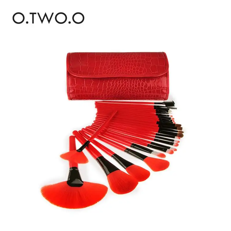 

24Pcs/set Professional Red Long Handle Makeup Brush Set Beauty Foundation Power Blush Eye Shadow Brow Lash Face Make Up Brushes