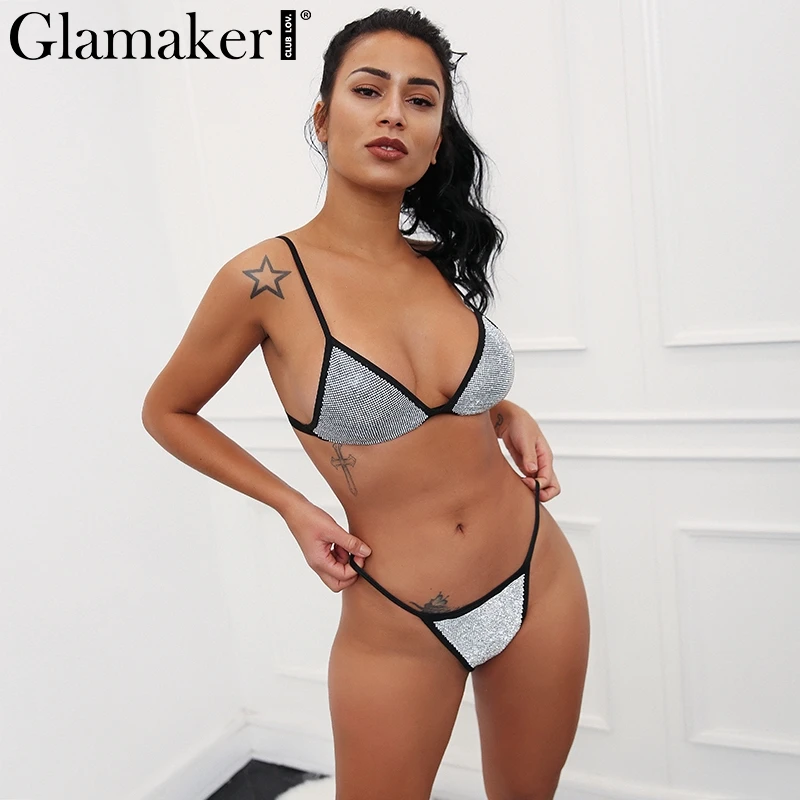 Glamaker роскошь бурения сексуальное боди Женский костюм из двух предметов Летний