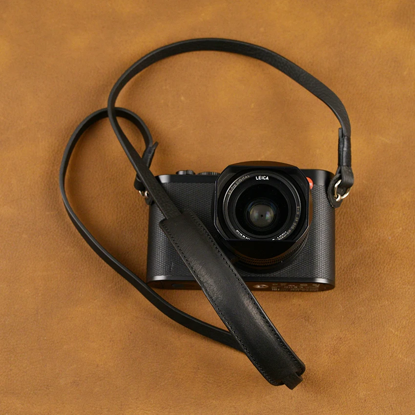 [AYdgcam] ручной работы из натуральной кожи ремень для камеры плечевой ремень для Canon Nikon sony FUJI Fujifilm Leica Pentax - Цвет: Black