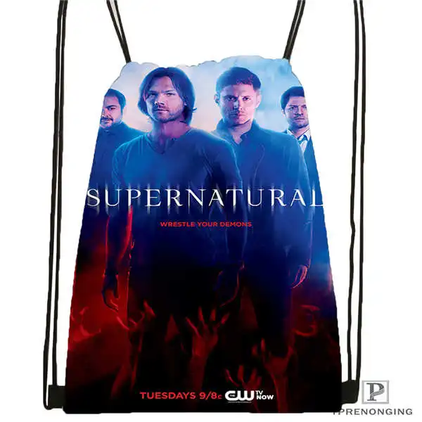 Drawstring Backpack Custom supernatural_сезонная походная сумка на шнурке милый рюкзак для детей(черная спинка) 31x40 см#2018611-2(12 - Цвет: Drawstring Backpack