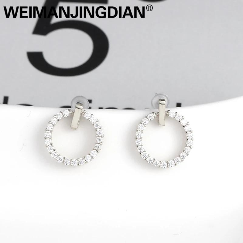 

WEIMANJINGDIAN High Quality AAA Cubic Zirconia Circle Drop Earrings in Silver / Gold / Rose Gold Colors