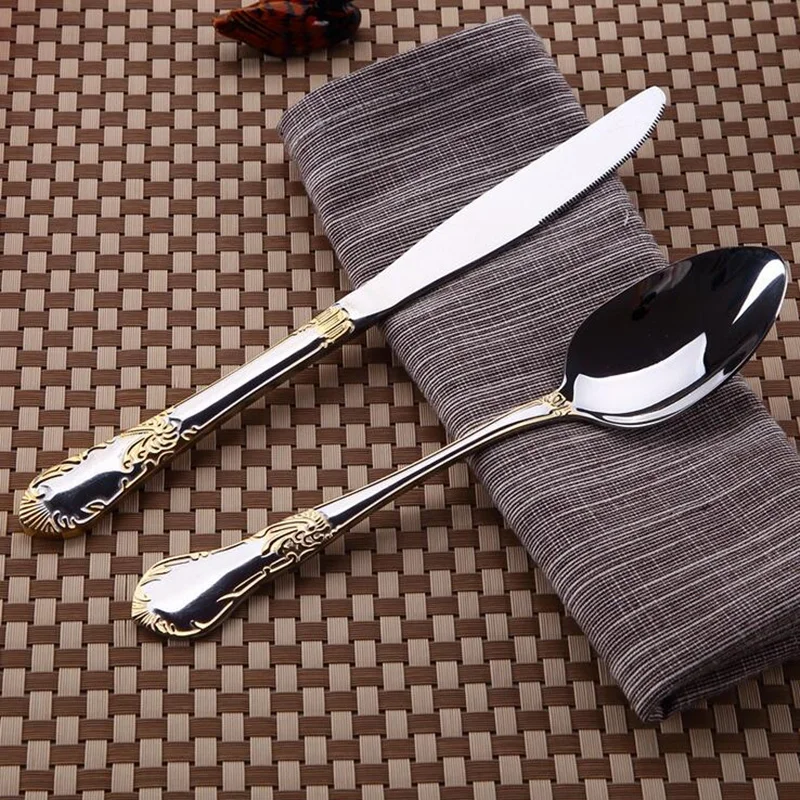 Набор столовых приборов KuBac Hommi покрытый золотом нержавеющая сталь 24 шт.|stainless steel