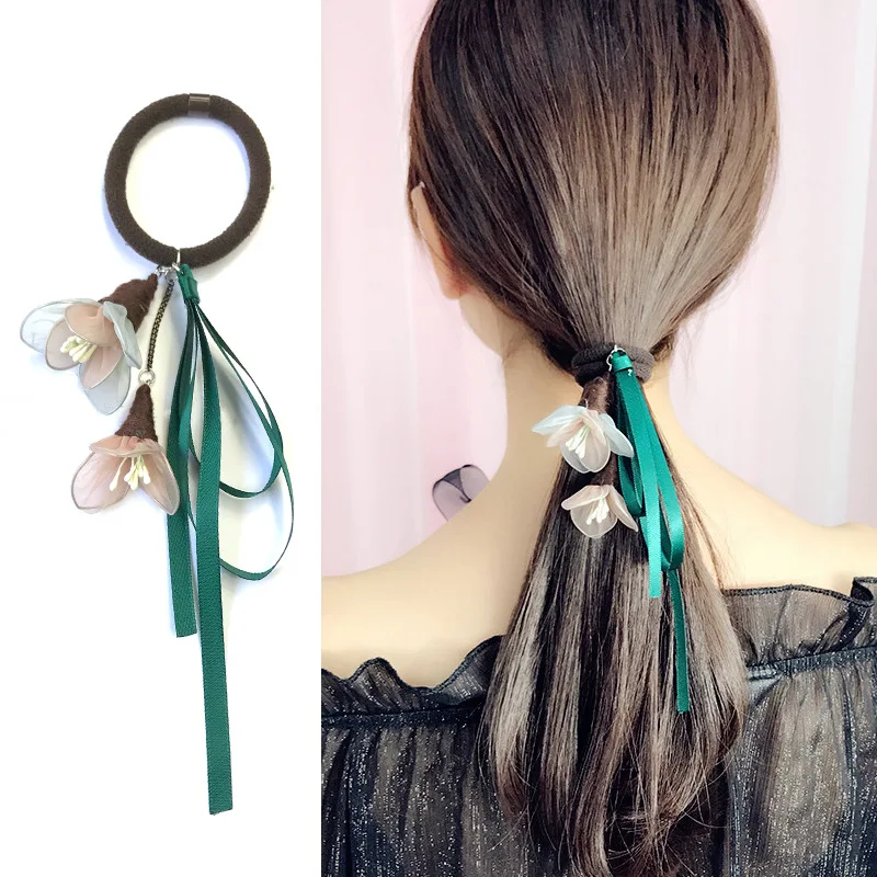 

Head rope hair circle sweet three-dimensional modeling flowers ribbon hair rope rough leather bar tattoo headdress wholesale
