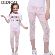Детские штаны для девочек, хлопковые леггинсы, повседневная детская одежда, штаны с потертостями, летние укороченные штаны для девочек, одежда для малышей большого размера