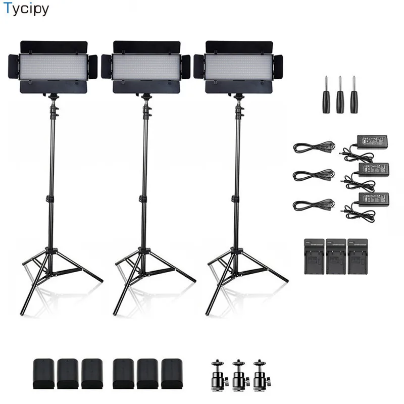 

Tycipy 3 in 1 Camera Photographic Light Kit 3200-5500K Studio Photo Lighting Professional Video Shooting With Tripod Battery