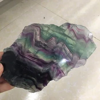 

Natural rainbow fluorite crystal gemstone platter meditation healing chakra polished rock crystal gemstone slice home decoration