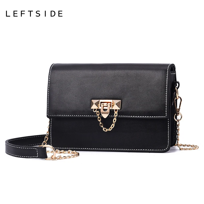 

LEFTSIDE Women Lock Handbag 2018 Small Women's PU Leather Cross Body Bag Female Mini Shoulder Bags Ladies Small Messenger Bag