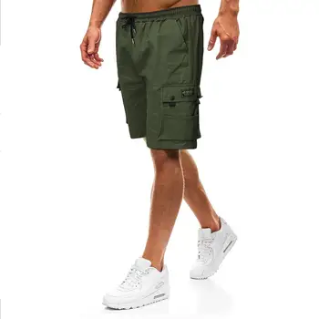 

MISSKY Men Summer Casual Shorts Solid Black Green Color Side Large Pocket Sports Jogging Pants Shorts Male Clothes