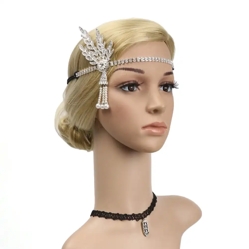 Vintage Flapper Headband Great Gatsby Costume Leaf Tiara Headpiece