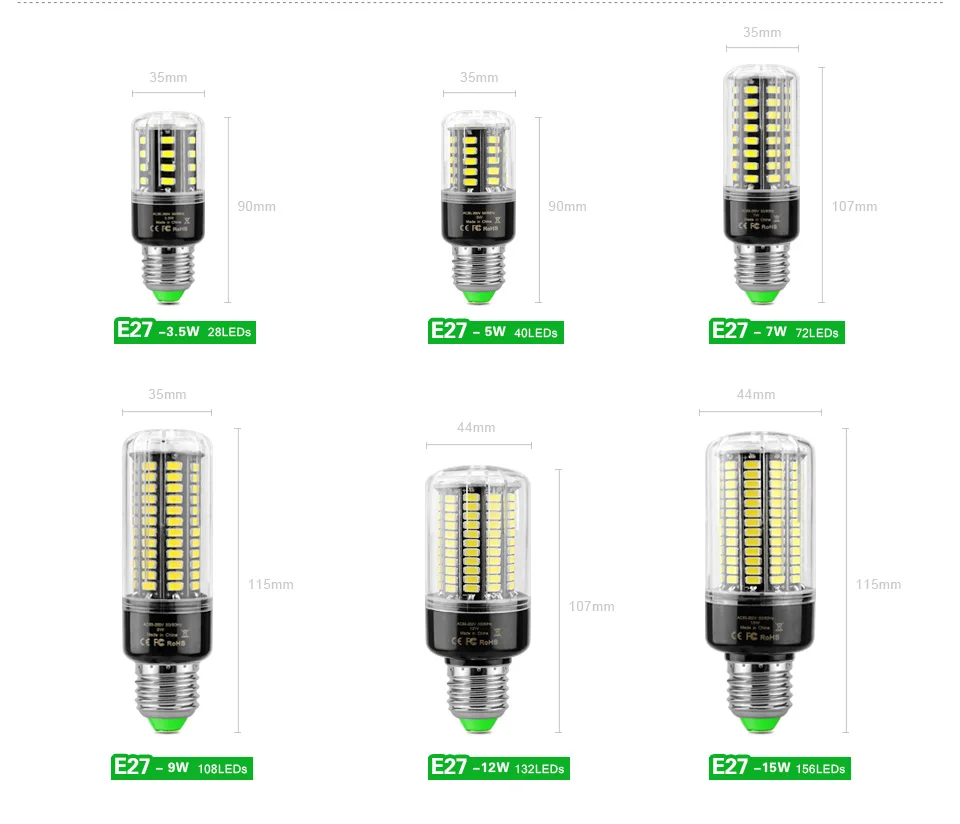 85-265 в 220 В 110 В SMD 5736 лампада 3 Вт 5 Вт 7 Вт 9 Вт 12 Вт 15 Вт E27 E14 Светодиодный точечный светильник ярче, чем 5730