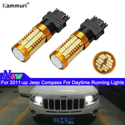 Белый 116-SMD 3157 T25 P27/7 W P27 7 W светодиодный лампы для Jeep Compass 2011 2012 2013 2014 2015 2016 светодиодный DRL Габаритные огни