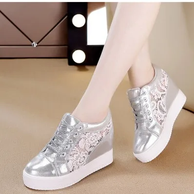 Women shoes 2019 fashion summer casual ladies shoes cutouts lace canvas hollow breathable platform flat shoes woman sneakers