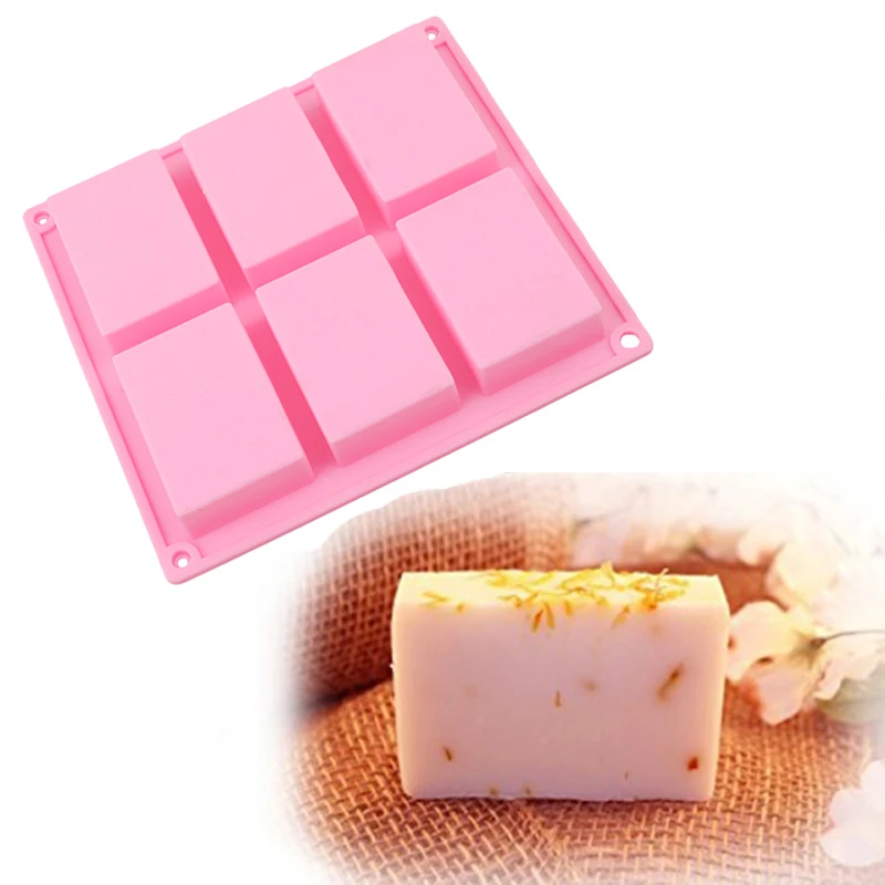 

6 Cavities Handmade Rectangle Square Silicone Soap Mold Chocolate Cookies Mould Cake Decorating Fondant Molds 1 Piece