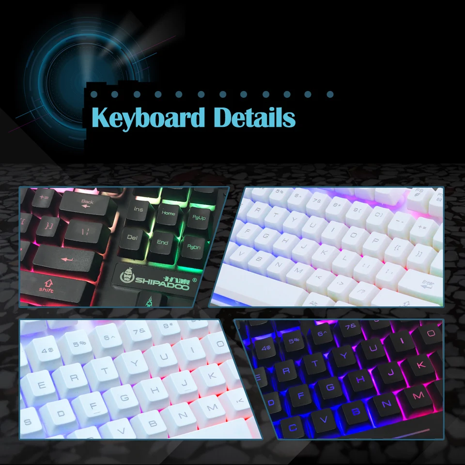 K500 USB Проводная игровая клавиатура стандарт 104 клавиш эргономичная мультимедийная клавиатура Радужная светодиодная подсветка с русской наклейкой