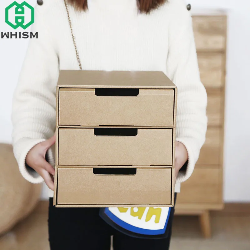 Whism Diy Kraft Paper Storage Box Office Stationery Container