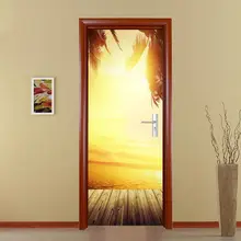 Новейший 3D Солнечный пейзаж дверь стикер DIY Фреска самоклеющиеся обои съемный водонепроницаемый Плакат Наклейка s наклейки для домашнего декора